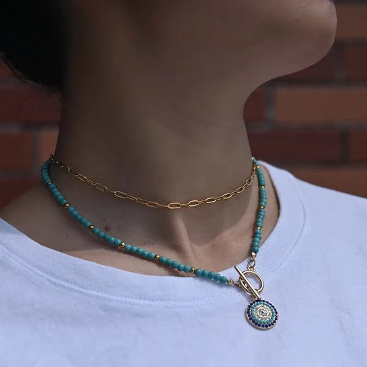 4Mm Colorful Stone Choker Necklace for Women